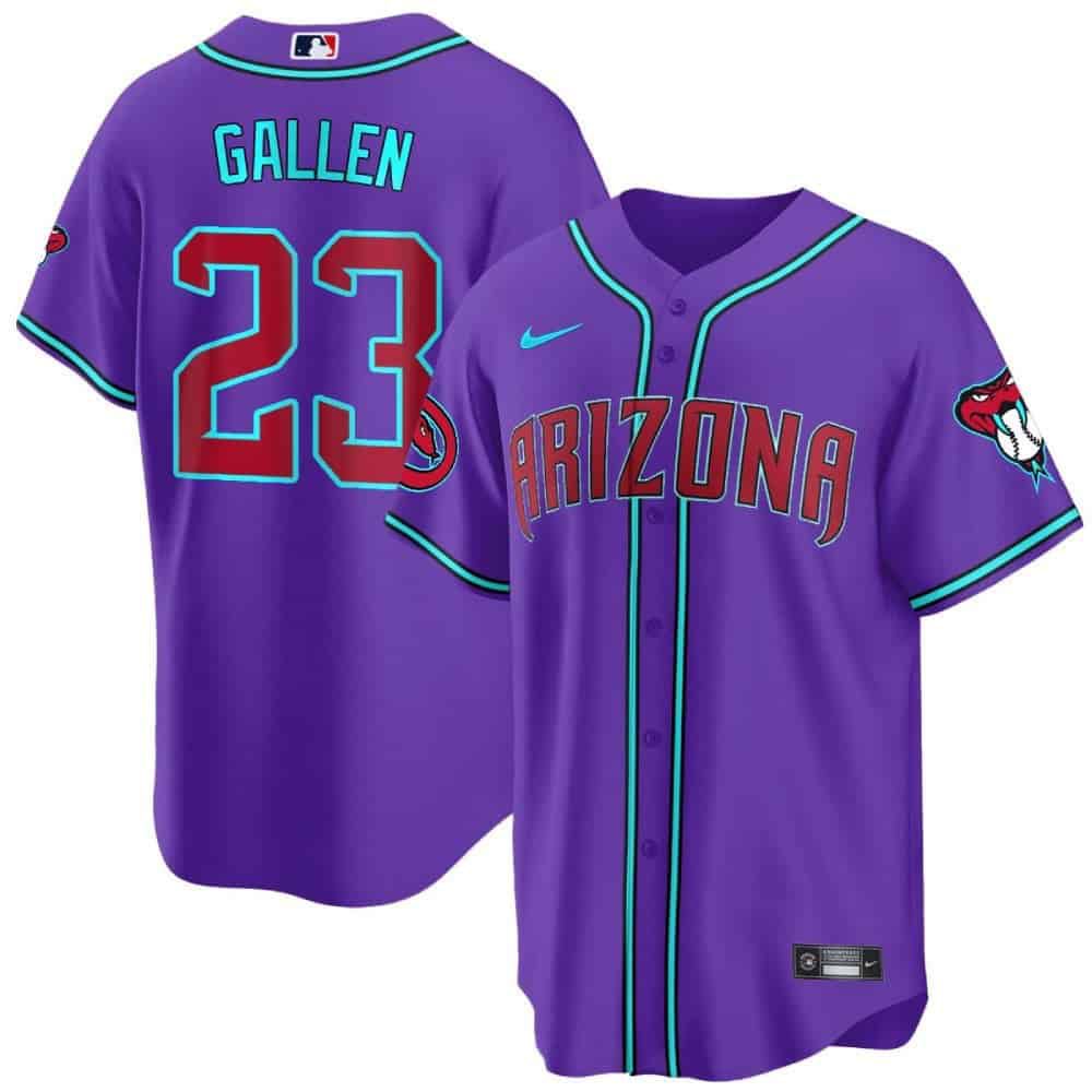 Men Arizona Diamondback #23 Gallen Purple 2024 Nike Cool Base MLB Jersey style 1